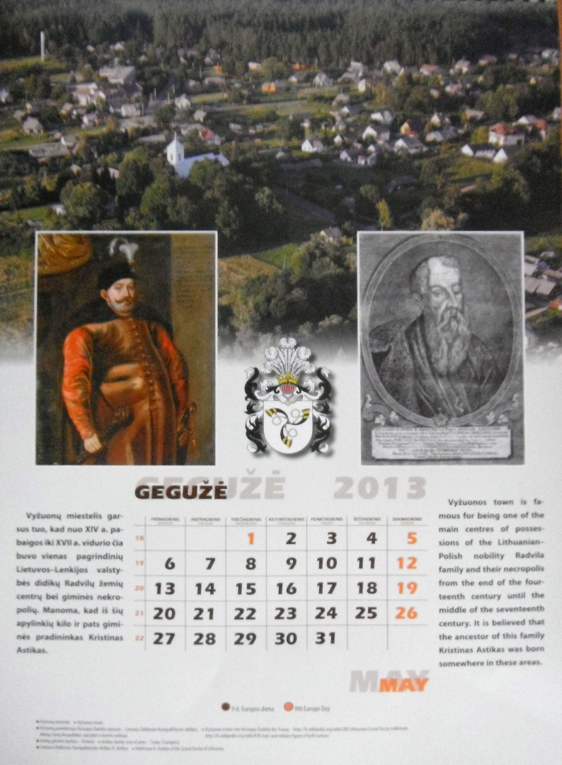 Gegužės mėn. kalendoriaus lapas